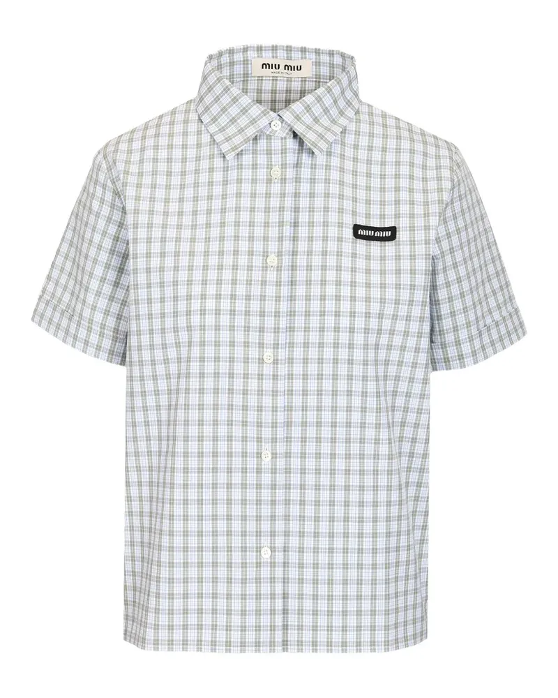 Miu Miu check-pattern poplin shirt - Weiß Weiß