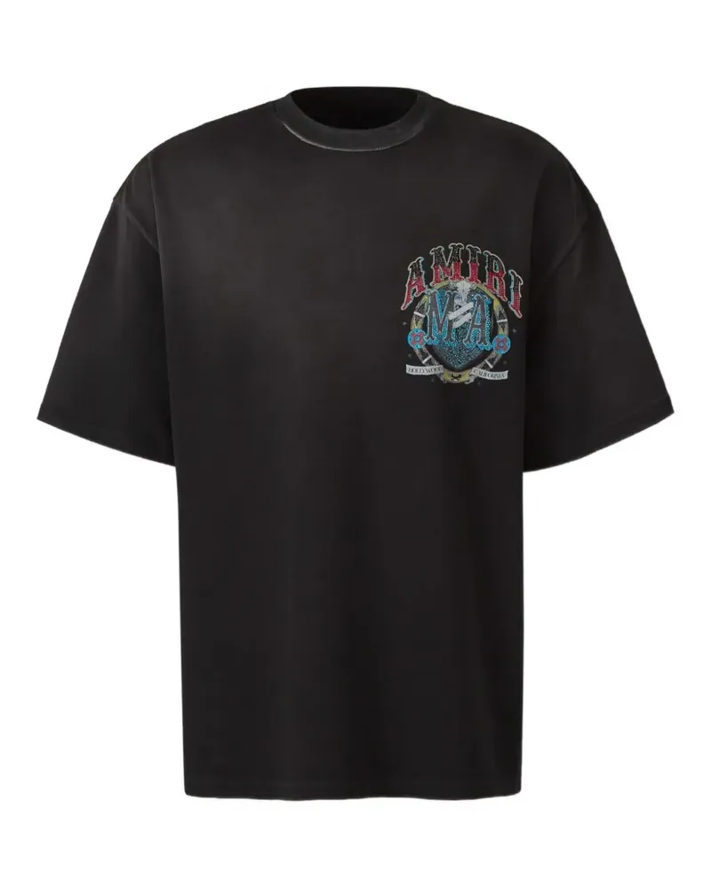 Amiri T-Shirt mit kristallverziertem Logo - Schwarz Schwarz