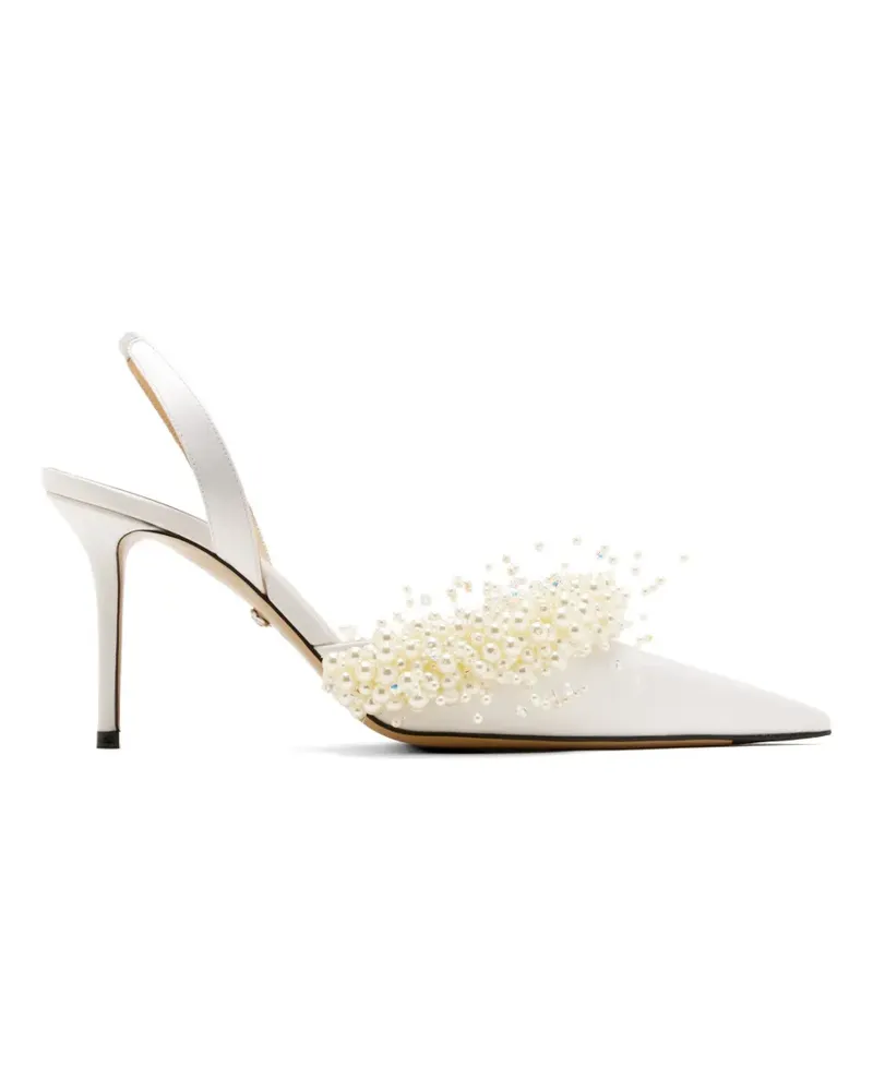 Mach & Mach pearl-embellished slingback pumps - Weiß Weiß