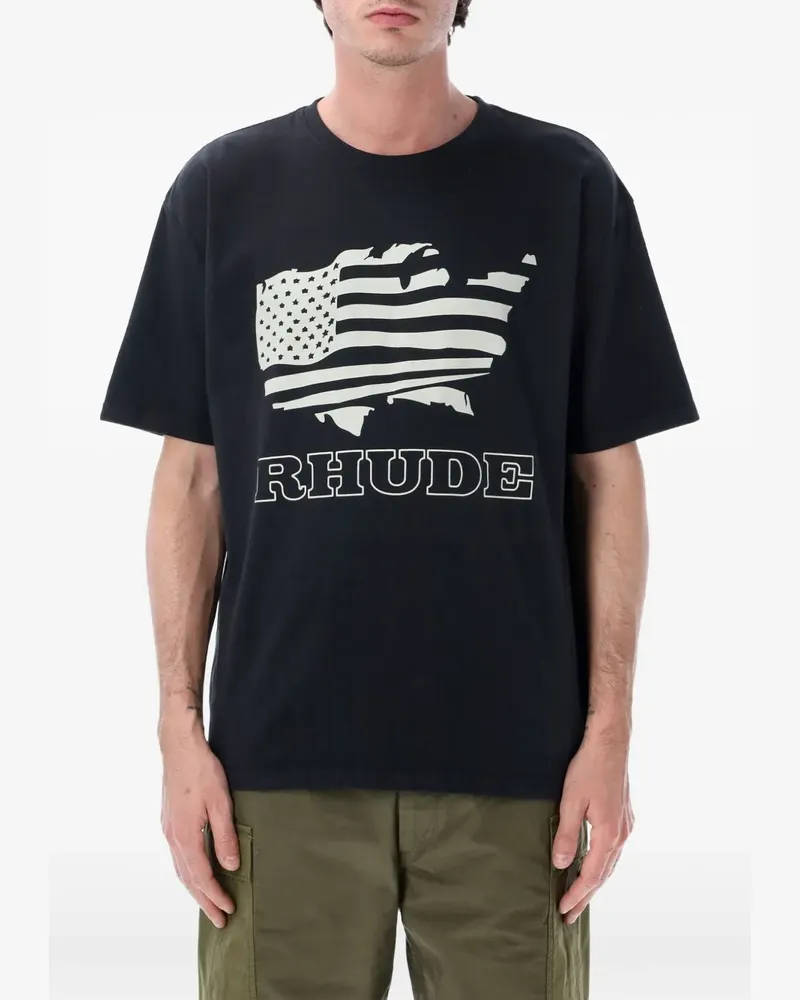 RHUDE graphic-print logo-print T-shirt - Schwarz Schwarz