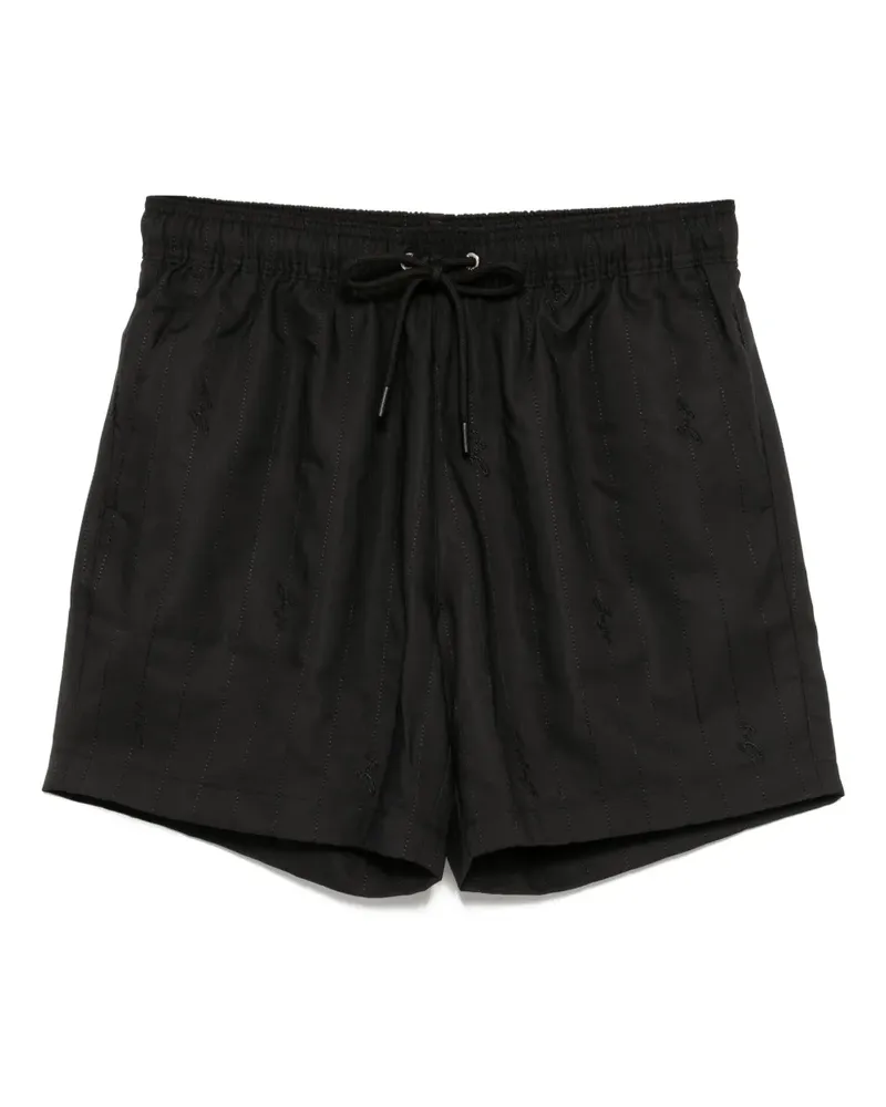 HUGO BOSS Badeshorts mit Logo-Stickerei - Schwarz Schwarz