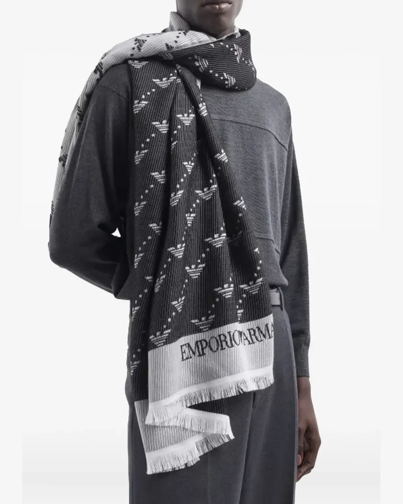 Emporio Armani Jacquard-Schal mit Adler-Logo - Schwarz Schwarz