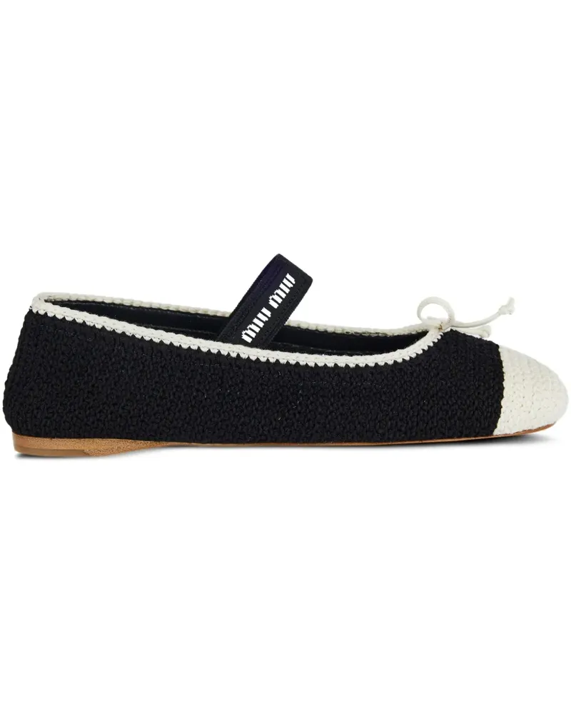 Miu Miu Ballerinas mit gehäkelter Schleife - Schwarz Schwarz