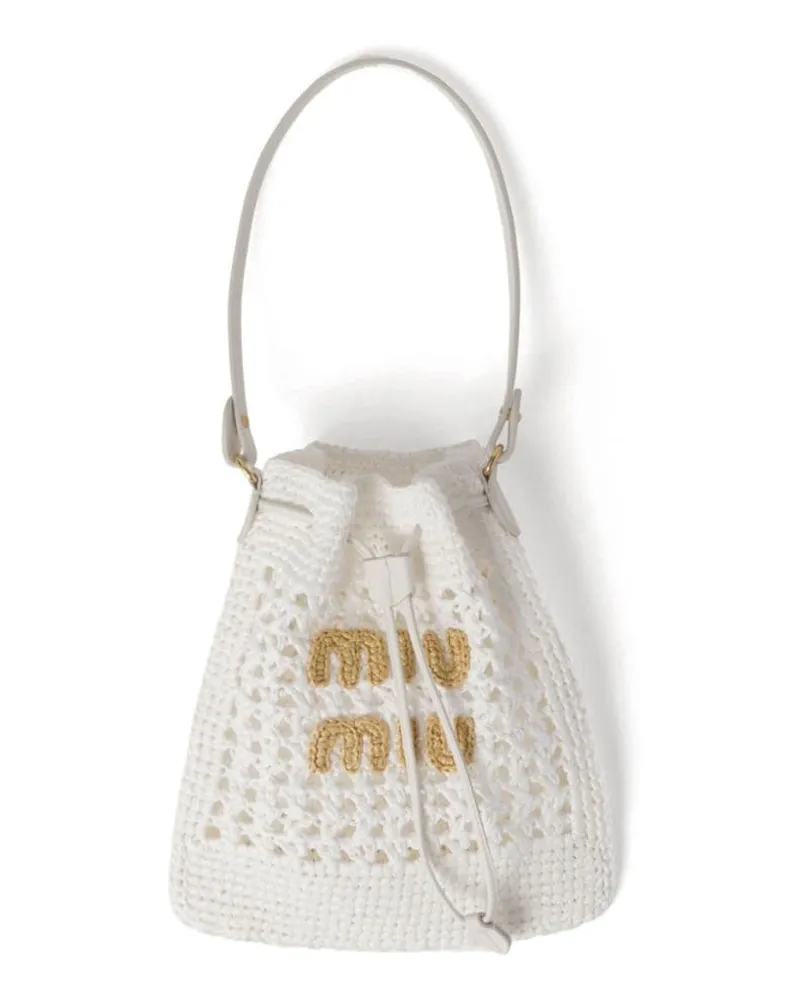 Miu Miu Gewebte Mini-Tasche aus Bast - Weiß Weiß