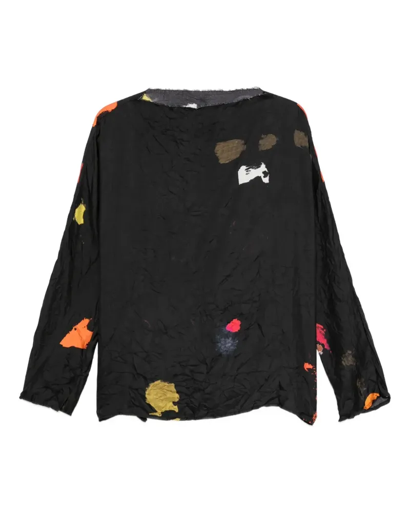 Daniela Gregis Knitterbluse mit abstraktem Print - Schwarz Schwarz