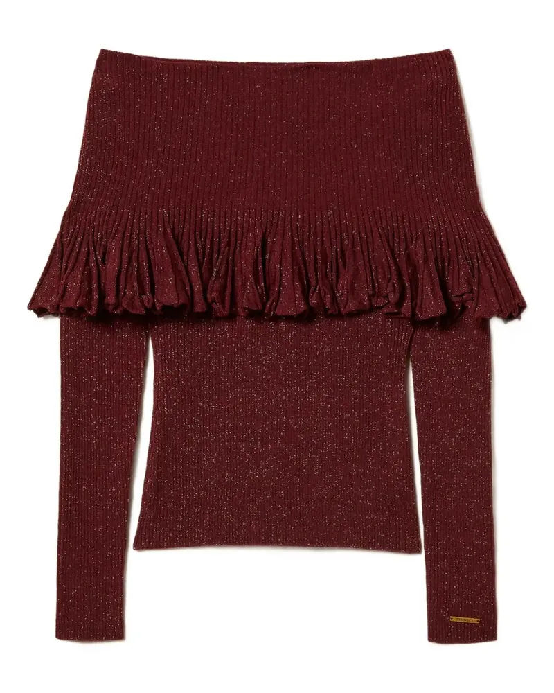 Twin-Set off-shoulder ruffled top - Rot Rot