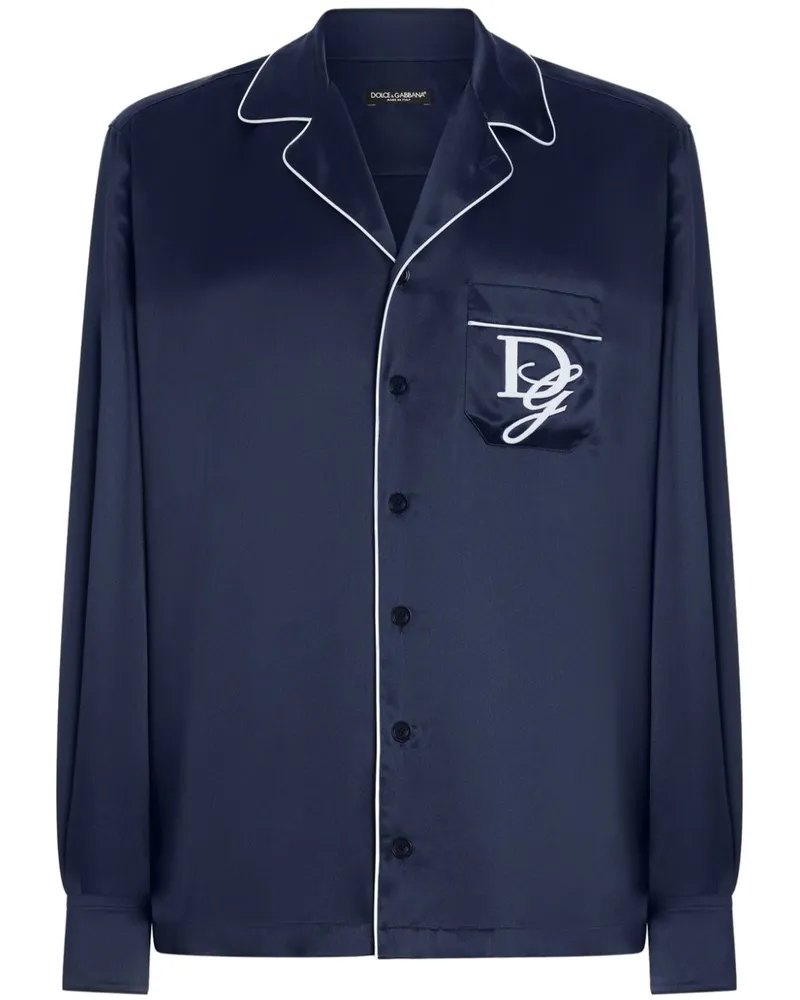 Dolce & Gabbana Hemd mit Logo-Stickerei - Blau Blau