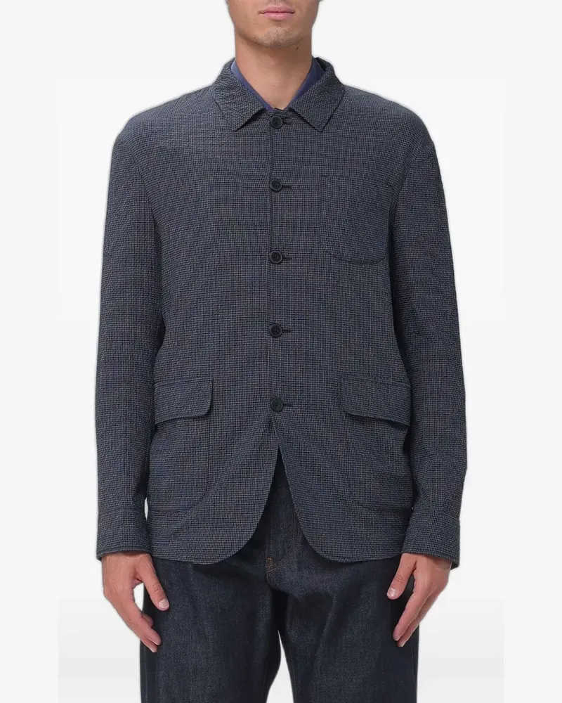 Emporio Armani check-pattern single-breasted blazer - Grau Grau