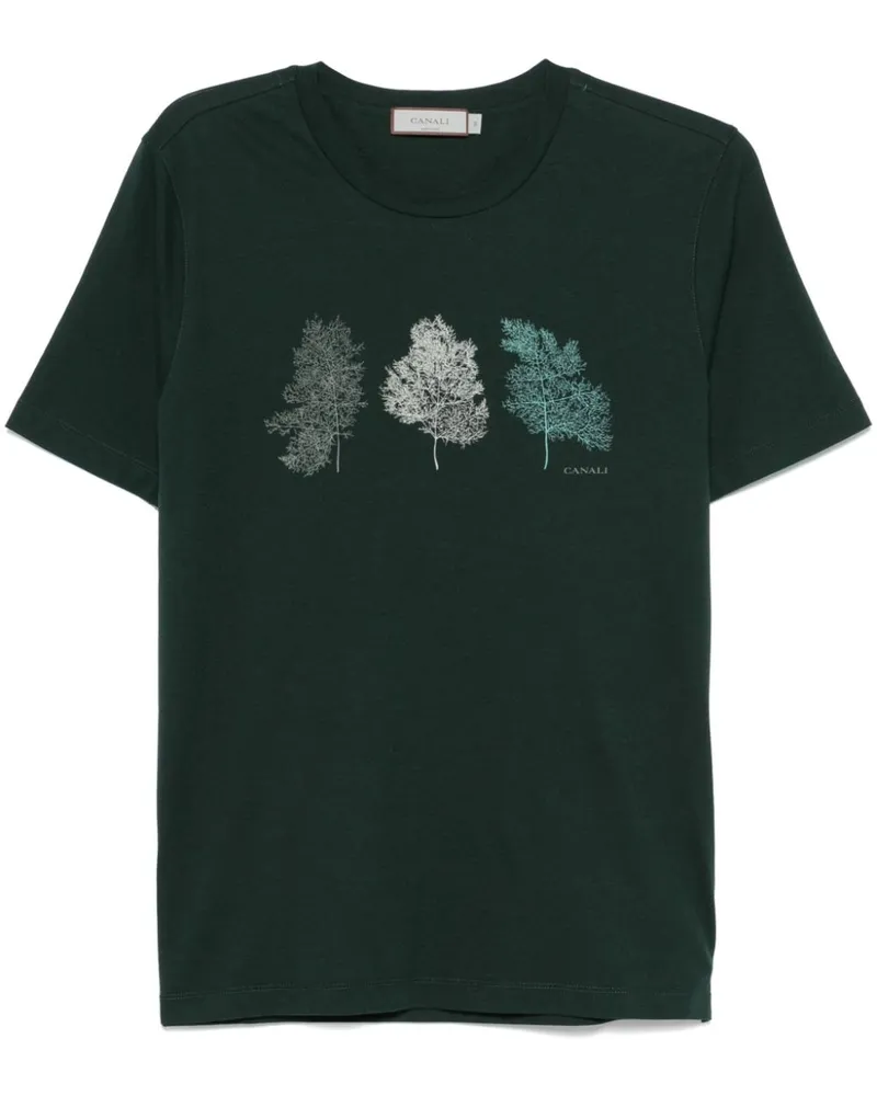 Canali T-Shirt mit Logo - Grün Grün