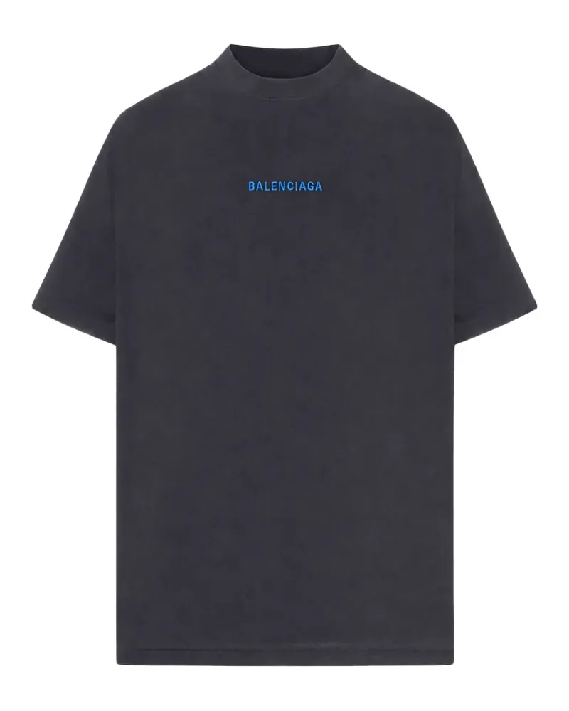 Balenciaga T-Shirt mit Logo-Stickerei - Schwarz Schwarz