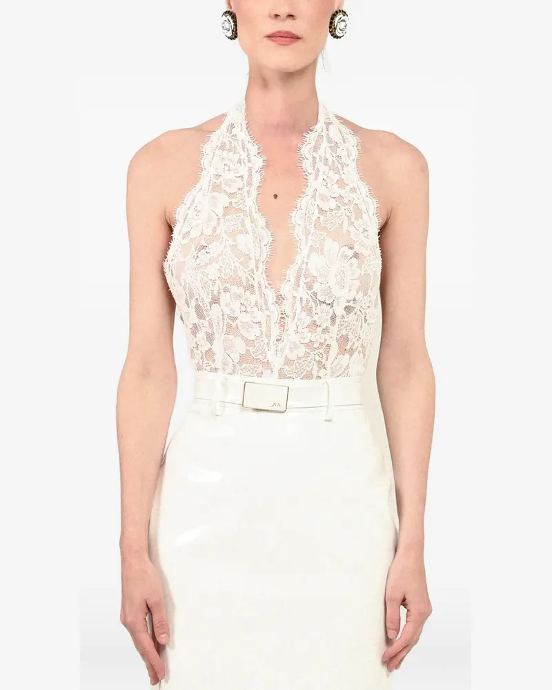 Rowen Rose lace V-neck bodysuit - Weiß Weiß