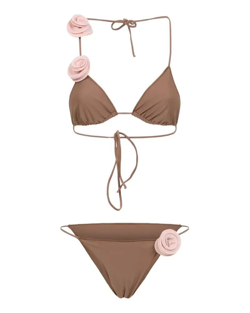La Reveche floral-appliqué bikini - Nude Nude
