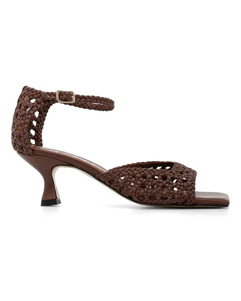 SOULIERS MARTINEZ Veronica woven leather sandals - Braun Braun