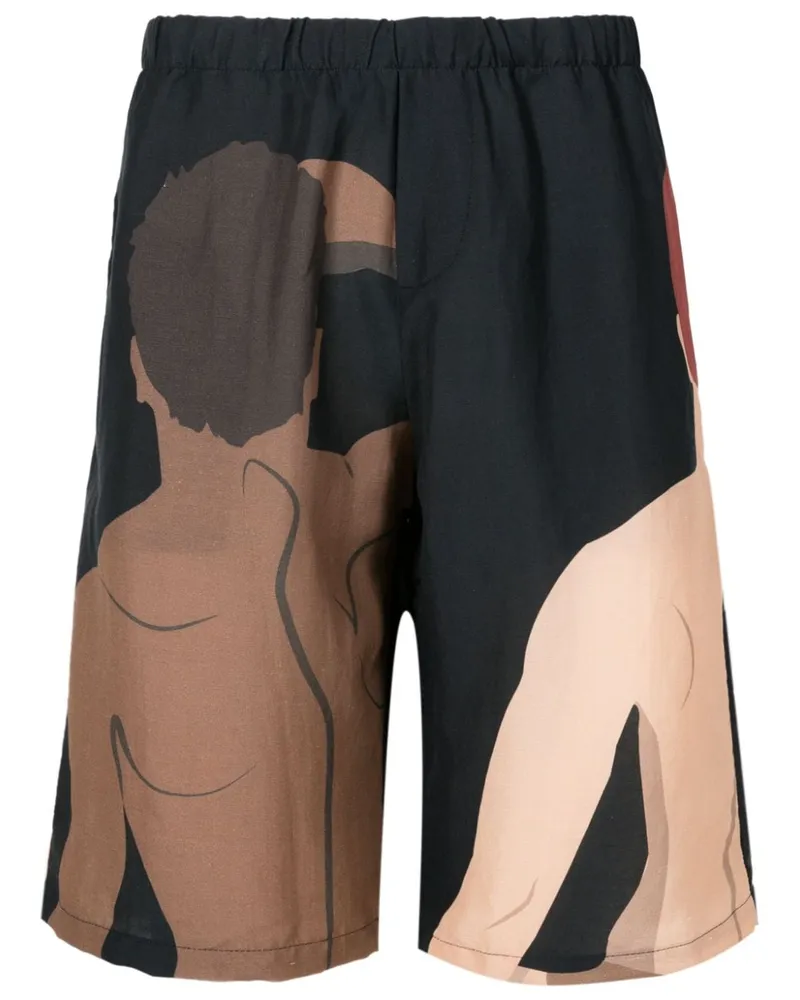 Amir Slama Segelshorts mit grafischem Print - Schwarz Schwarz