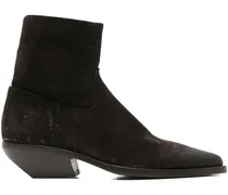 Wildlederstiefel mit spitzer Kappe - Braun