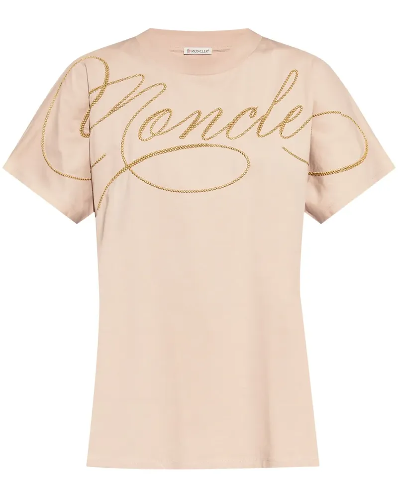 Moncler T-Shirt mit Logo-Stickerei - Rosa Rosa