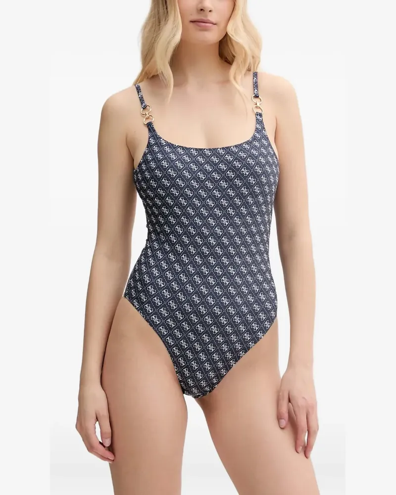 Guess Badeanzug mit Logo-Print - Blau Blau