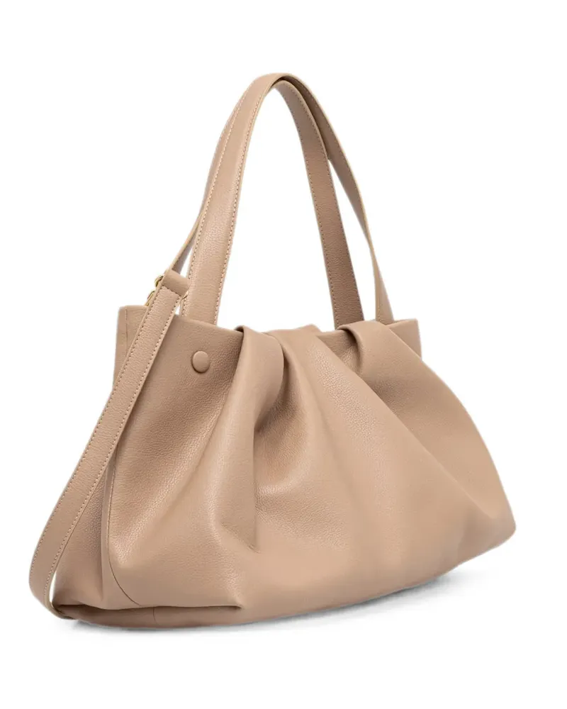 THEMOIRÈ Athena Bottalato Corn ruched pebbled tote bag - Nude Nude