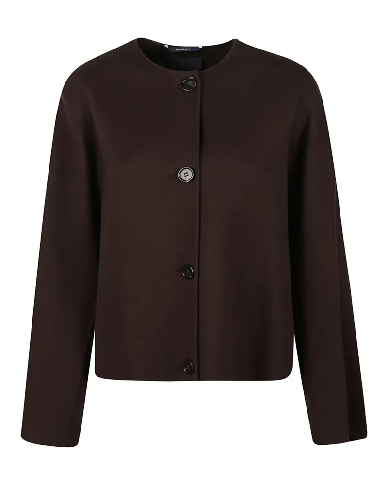 Max Mara scarf-detail button-front jacket - Braun Braun