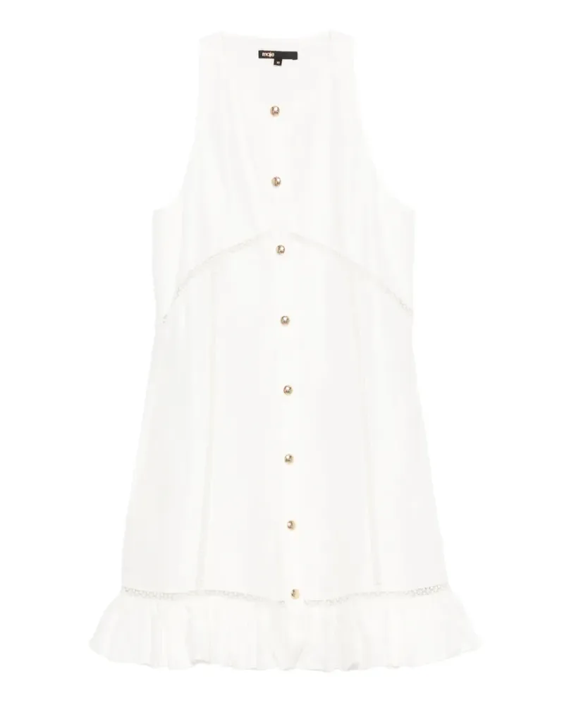 Maje Besticktes Minikleid mit Rüschensaum - Weiß Weiß