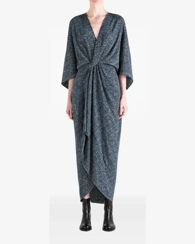 Cortana Astra print draped dress - Blau Blau