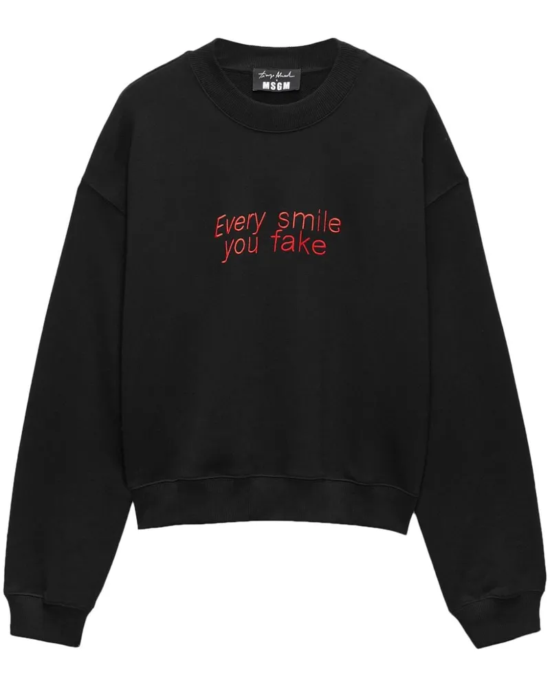 MSGM Sweatshirt mit Slogan-Stickerei Schwarz