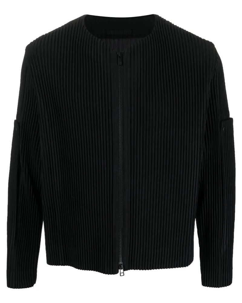 Issey Miyake Unfold Plisseejacke mit Reißverschluss - Schwarz Schwarz