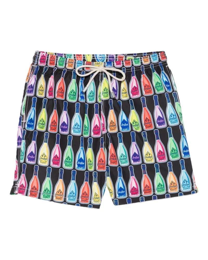 MC2 Saint Barth bottle-print drawstring swim shorts - Schwarz Schwarz