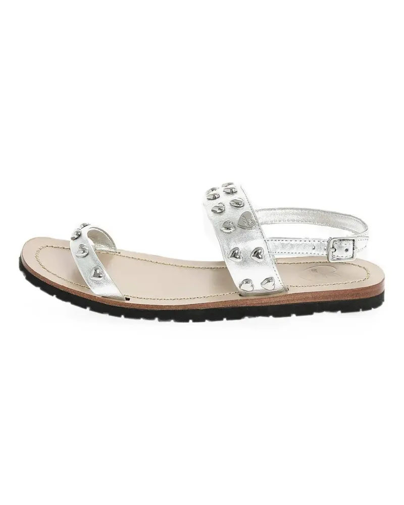 Moschino Flache Sandalen mit Herznieten - Silber Silber
