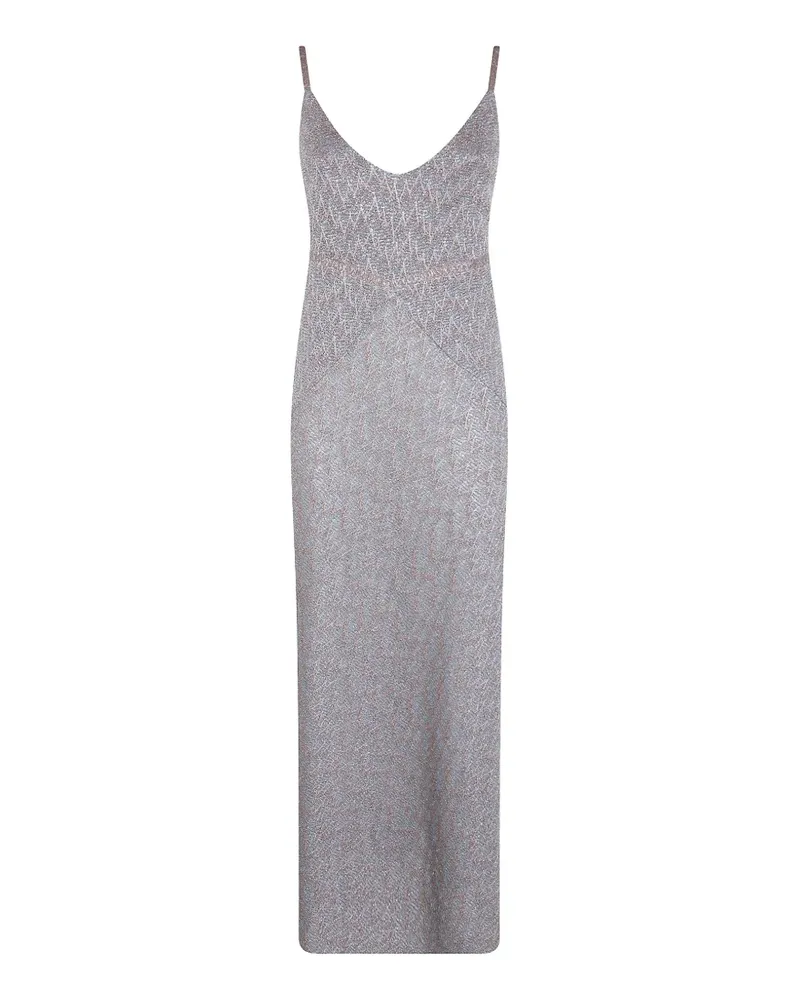 D.EXTERIOR chevron-knit metallic-finish dress - Grau Grau