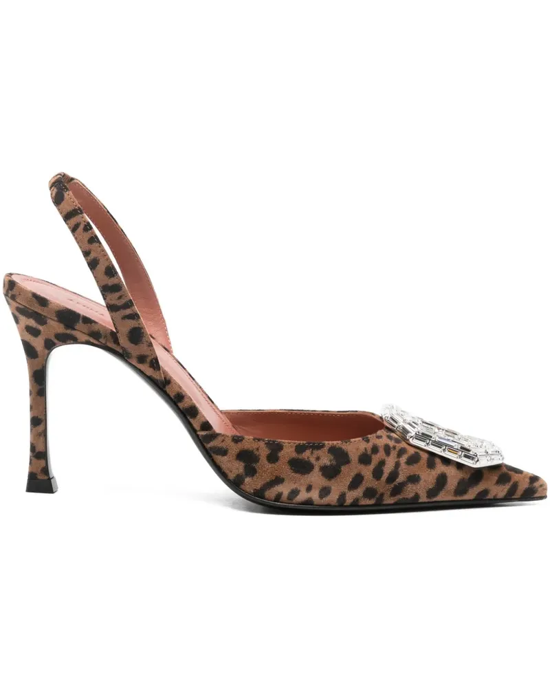Amina Muaddi Pumps mit Kristallen - Braun Braun