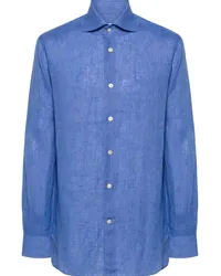 Kiton Hemd aus Leinen-Chambray Blau