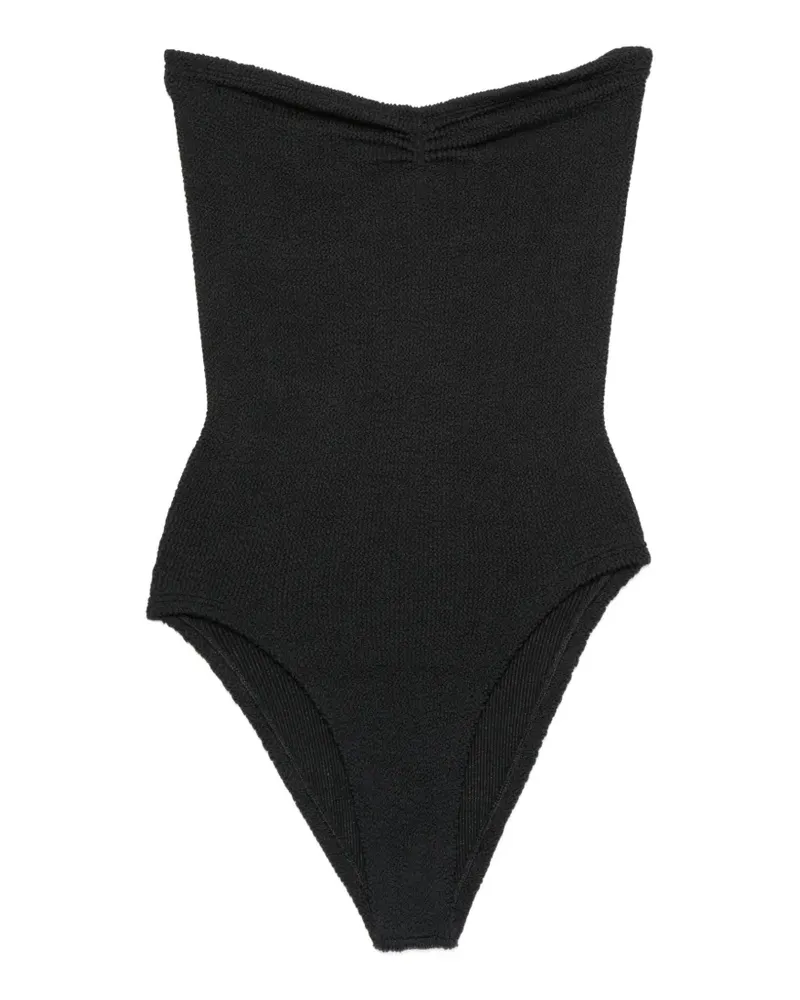 Hunza G crinkle-effect strapless swimsuit - Schwarz Schwarz
