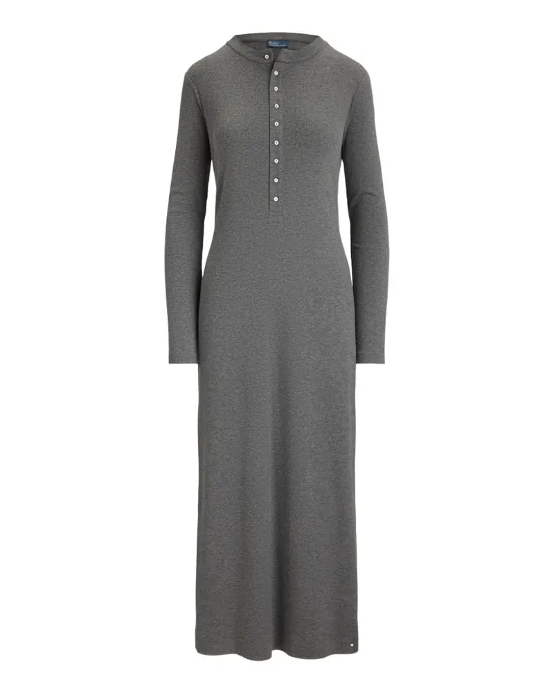 Ralph Lauren Henley Maxikleid mit langen Ärmeln - Grau Grau