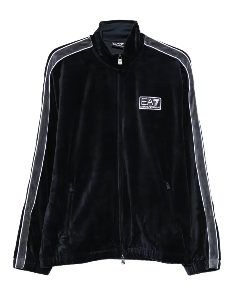 EA7 Sweatshirt aus Samt mit Seitenstreifen - Blau Blau