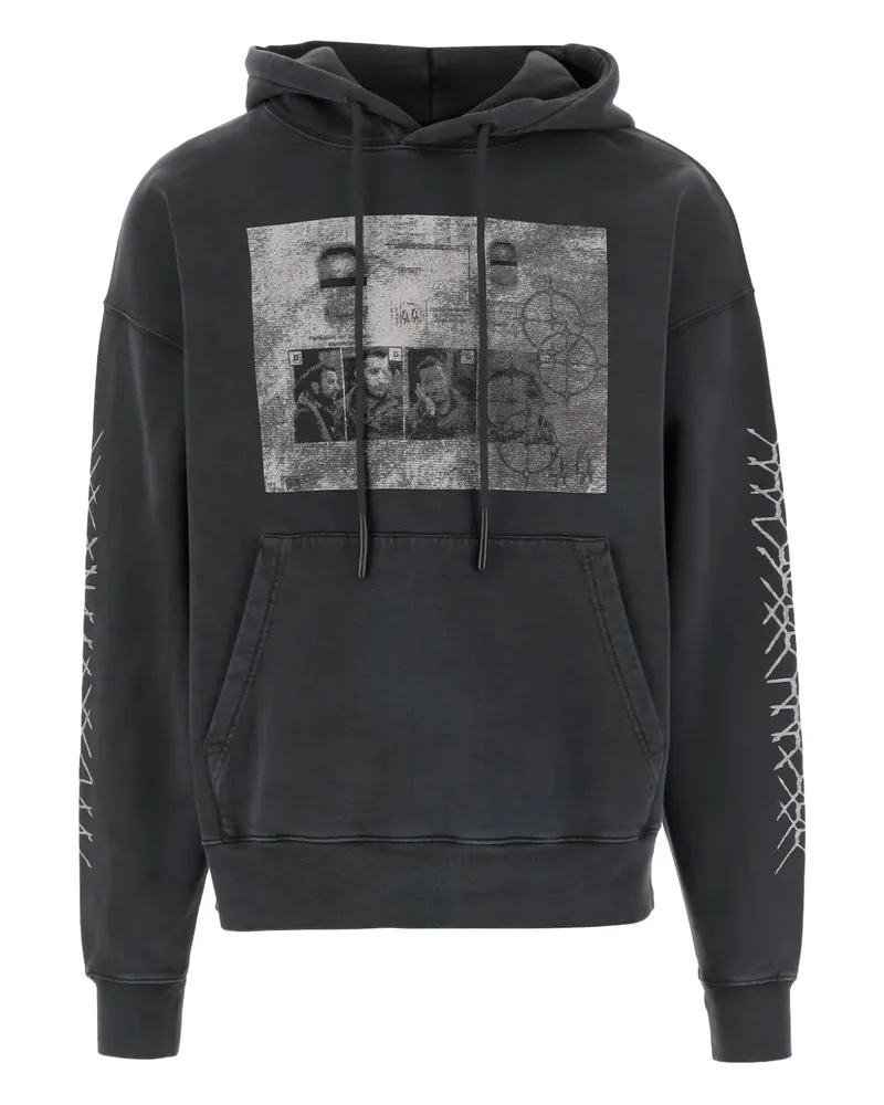 44 LABEL GROUP Hoodie mit Print-Detail - Grau Grau