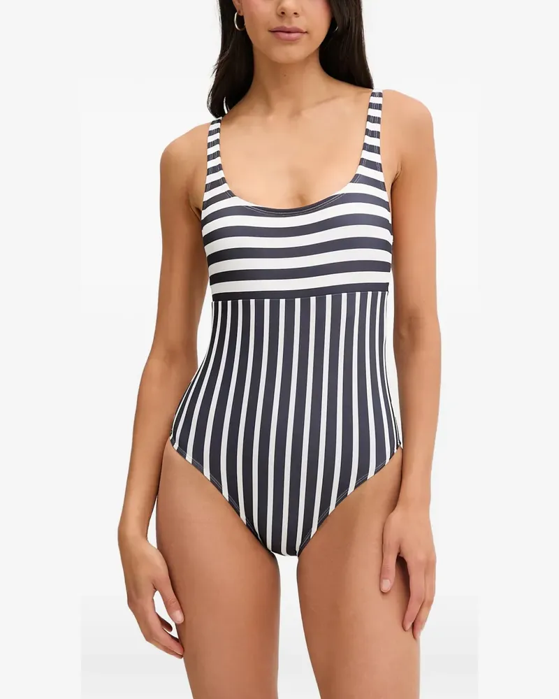 Michael Kors striped scoop-neck swimsuit - Blau Blau