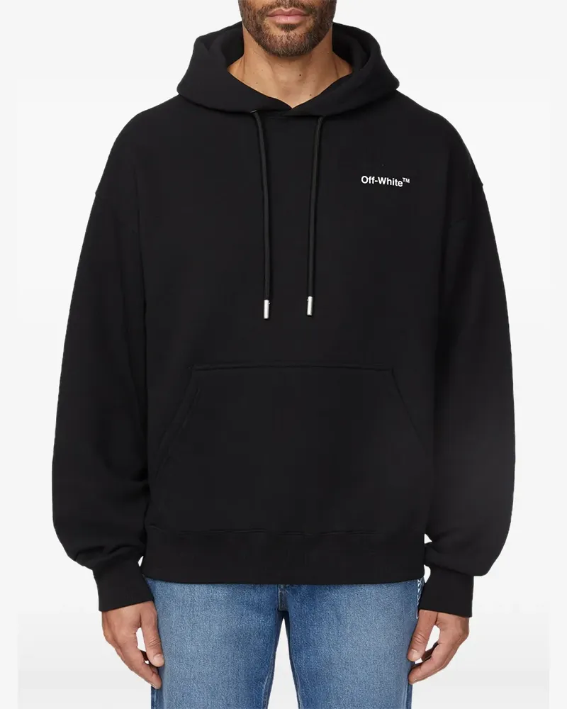 OFF-WHITE logo-print drawstring hoodie - Schwarz Schwarz