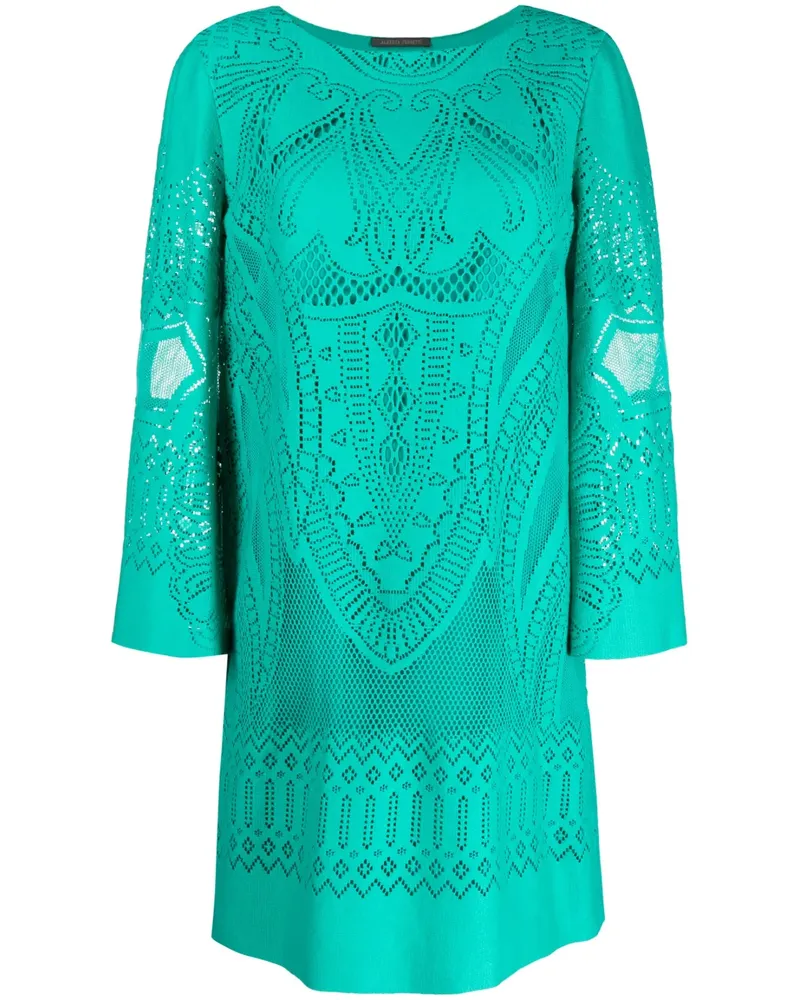 Alberta Ferretti Hemdkleid mit Lochstickerei - Grün Grün