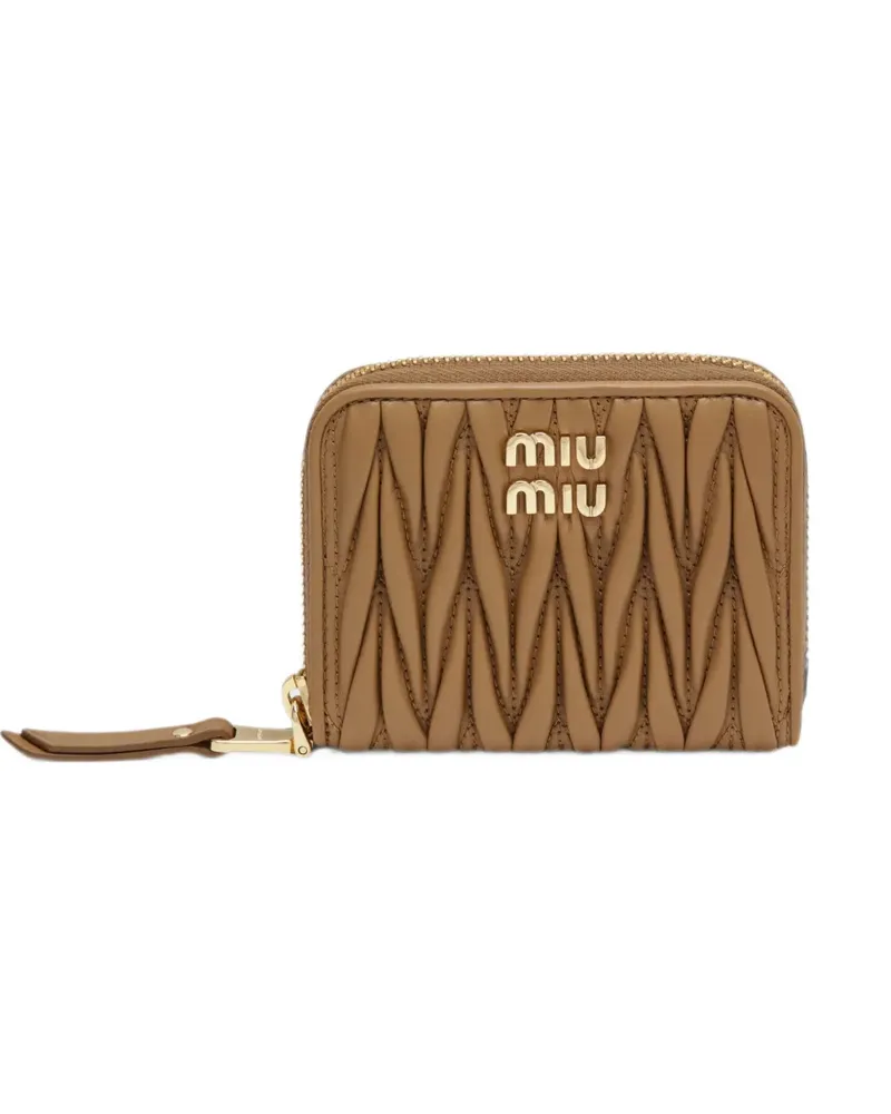 Miu Miu Matelassé leather wallet - Nude Nude