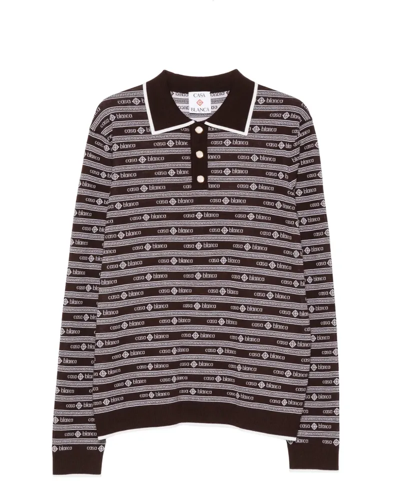 Casablanca Paris logo-jacquard long-sleeve polo shirt - Braun Braun