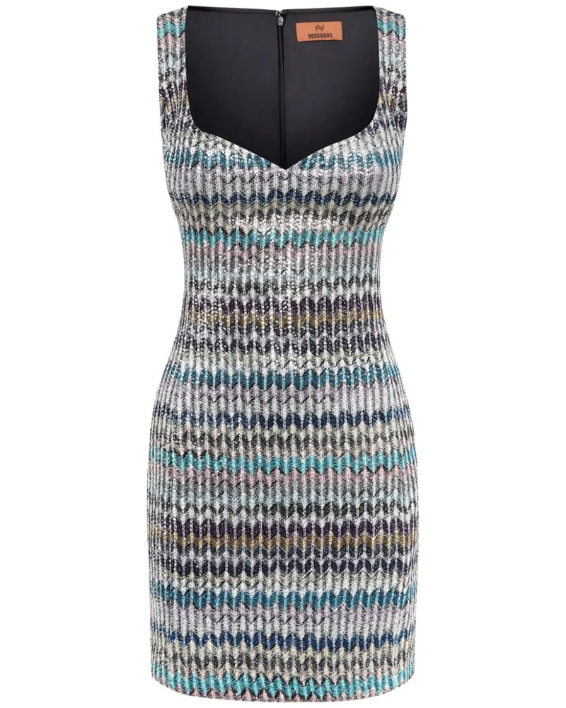 Missoni Gestricktes Lamé-Minikleid - Blau Blau