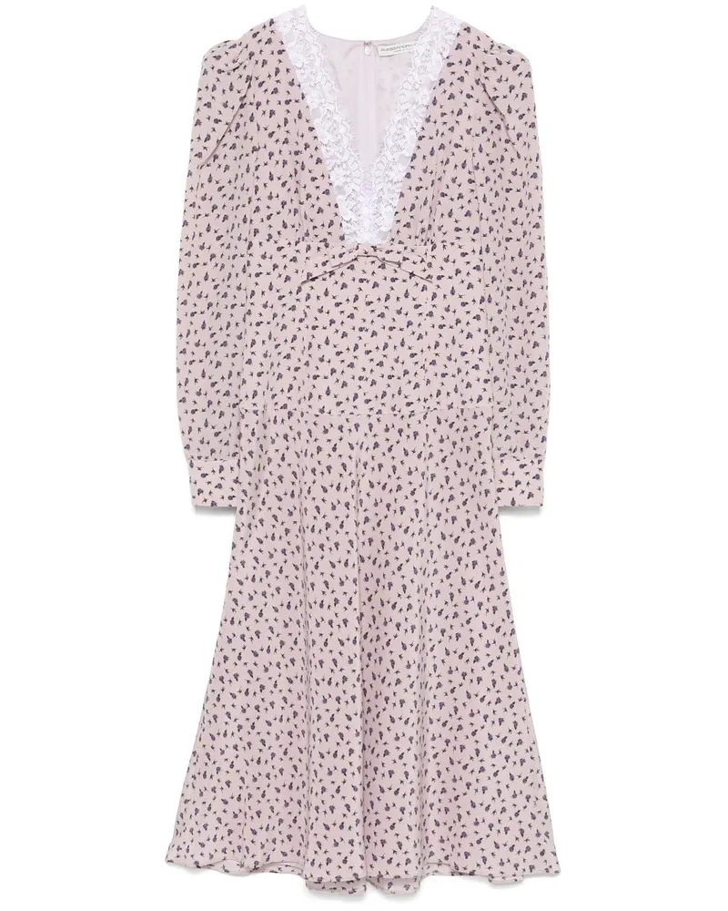 Alessandra Rich Midikleid mit Rosen-Print - Violett Violett