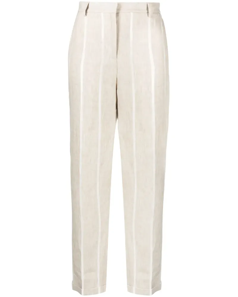 Antonelli Firenze Gestreifte High-Waist-Hose - Nude Nude