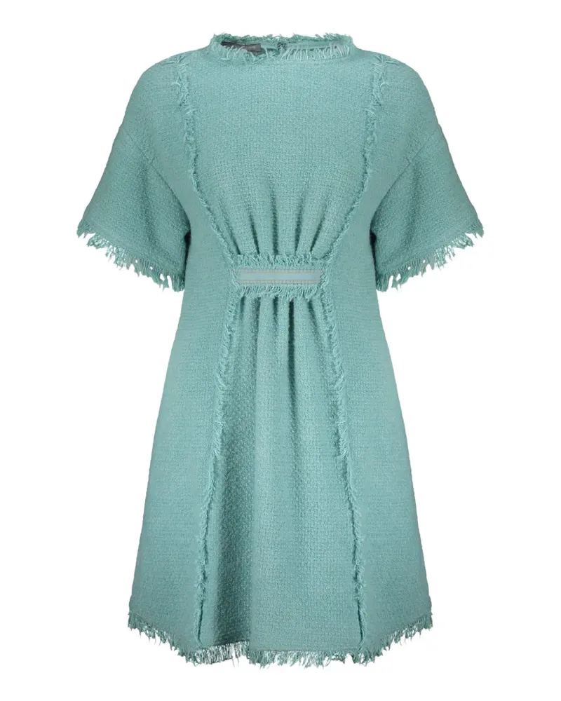 Alberta Ferretti fringe-trim bouclé dress - Grün Grün
