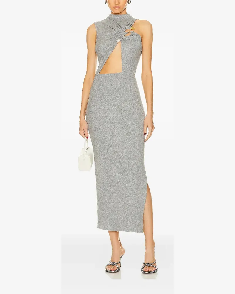 Christopher Esber Callisto Marle Column twist-detail side-split midi dress - Grau Grau
