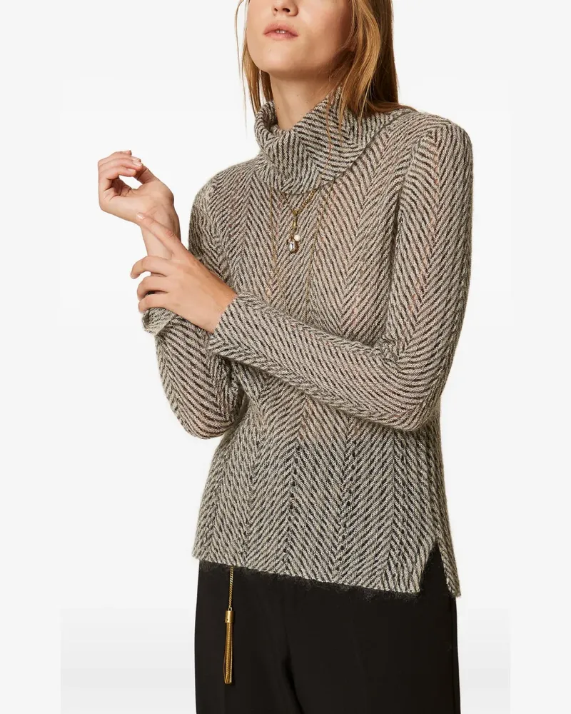 Twin-Set Rollkragenpullover mit Print - Nude Nude
