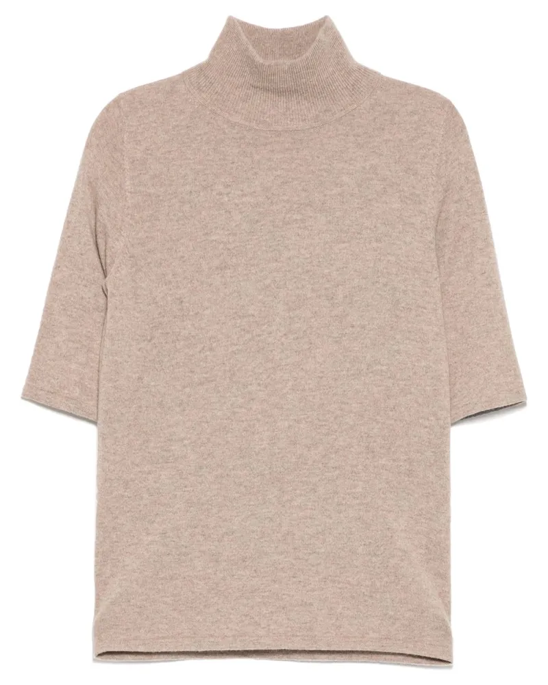 N.Peal T-Shirt mit Stehkragen - Braun Braun