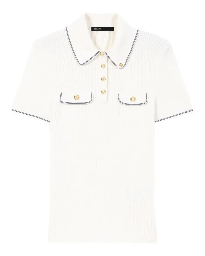Maje ribbed-knit polo shirt - Nude Nude