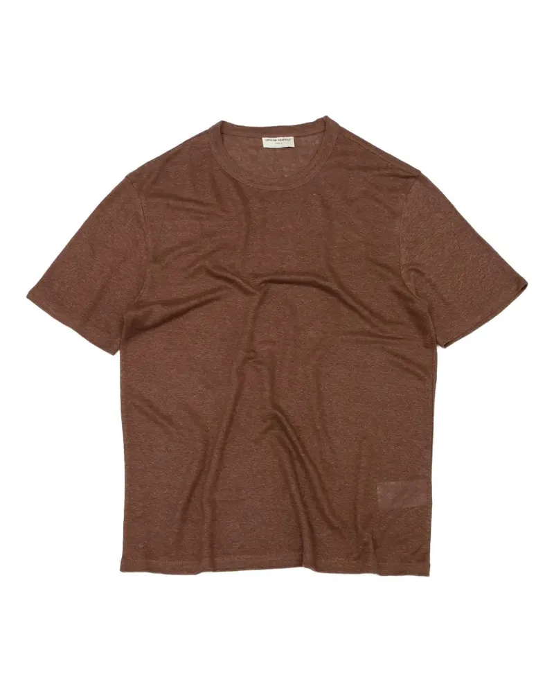 Officine Generale T-Shirt aus Leinen - Braun Braun